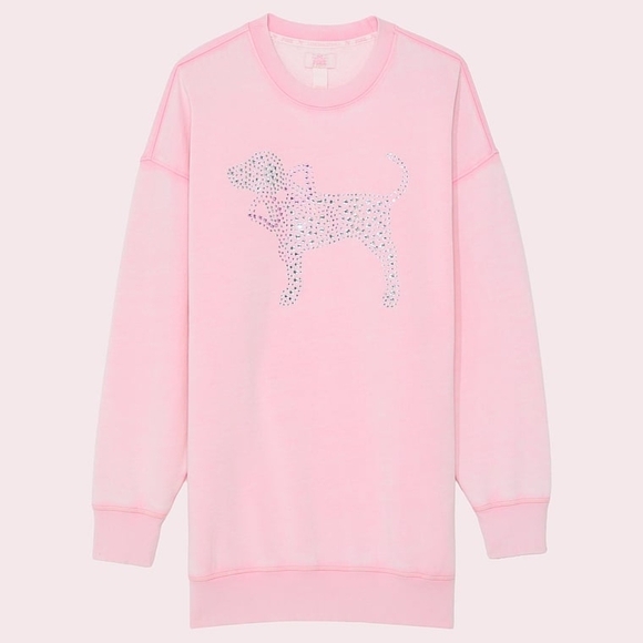 New Pink×LoveShackFancy Pink Sweatshirt Dress - Picture 3 of 5